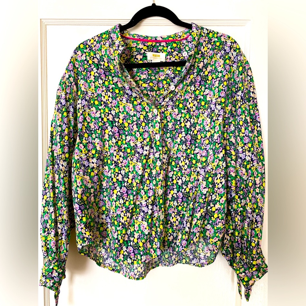 Maeve Anthropologie poet’s blouse Medium cotton blend